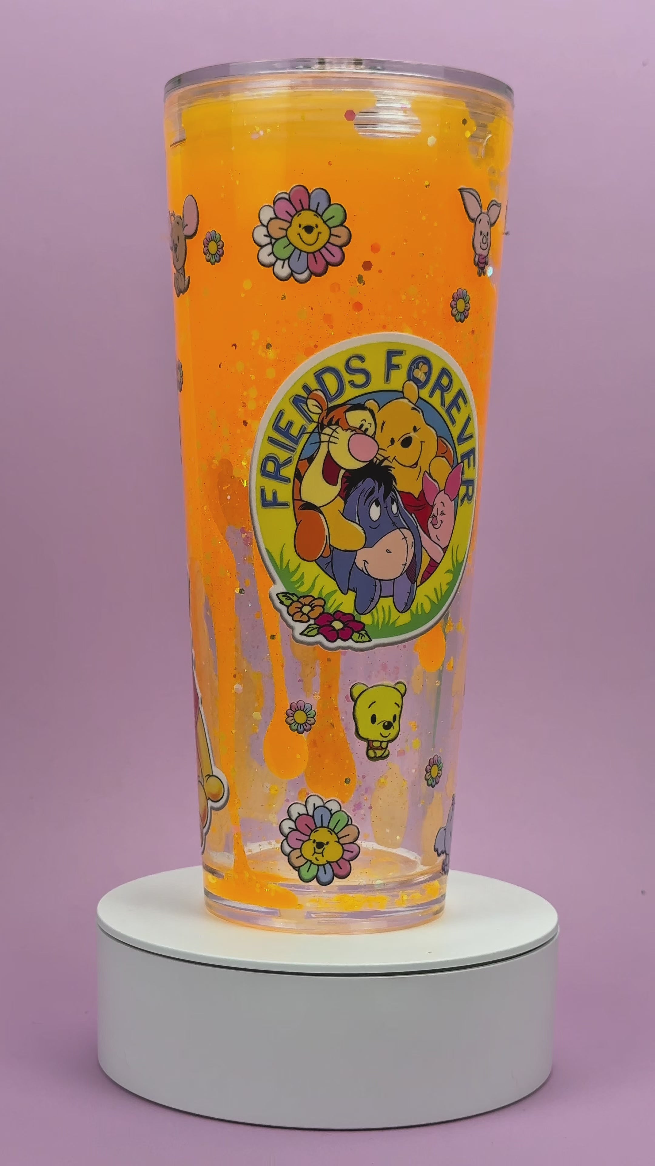 innie the Pooh & Pals Lava Drip Snow Globe Cup 24oz video