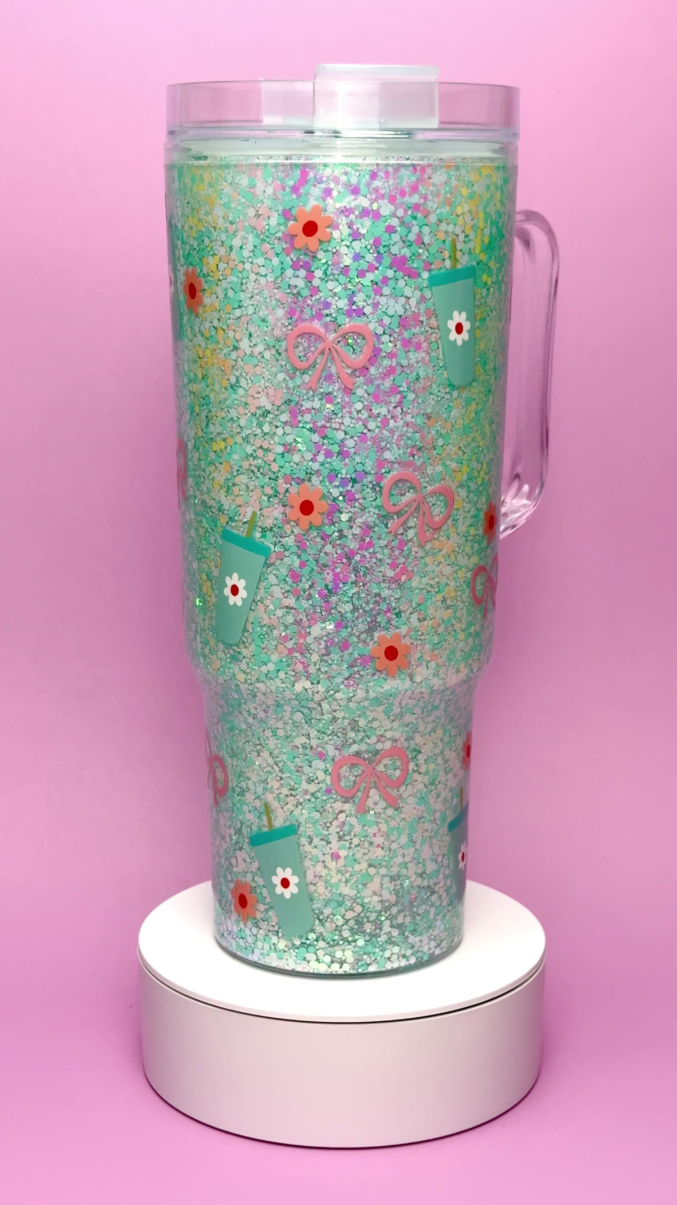 Bows Bottles Gift Snow Globe Cup with Handle 40oz video