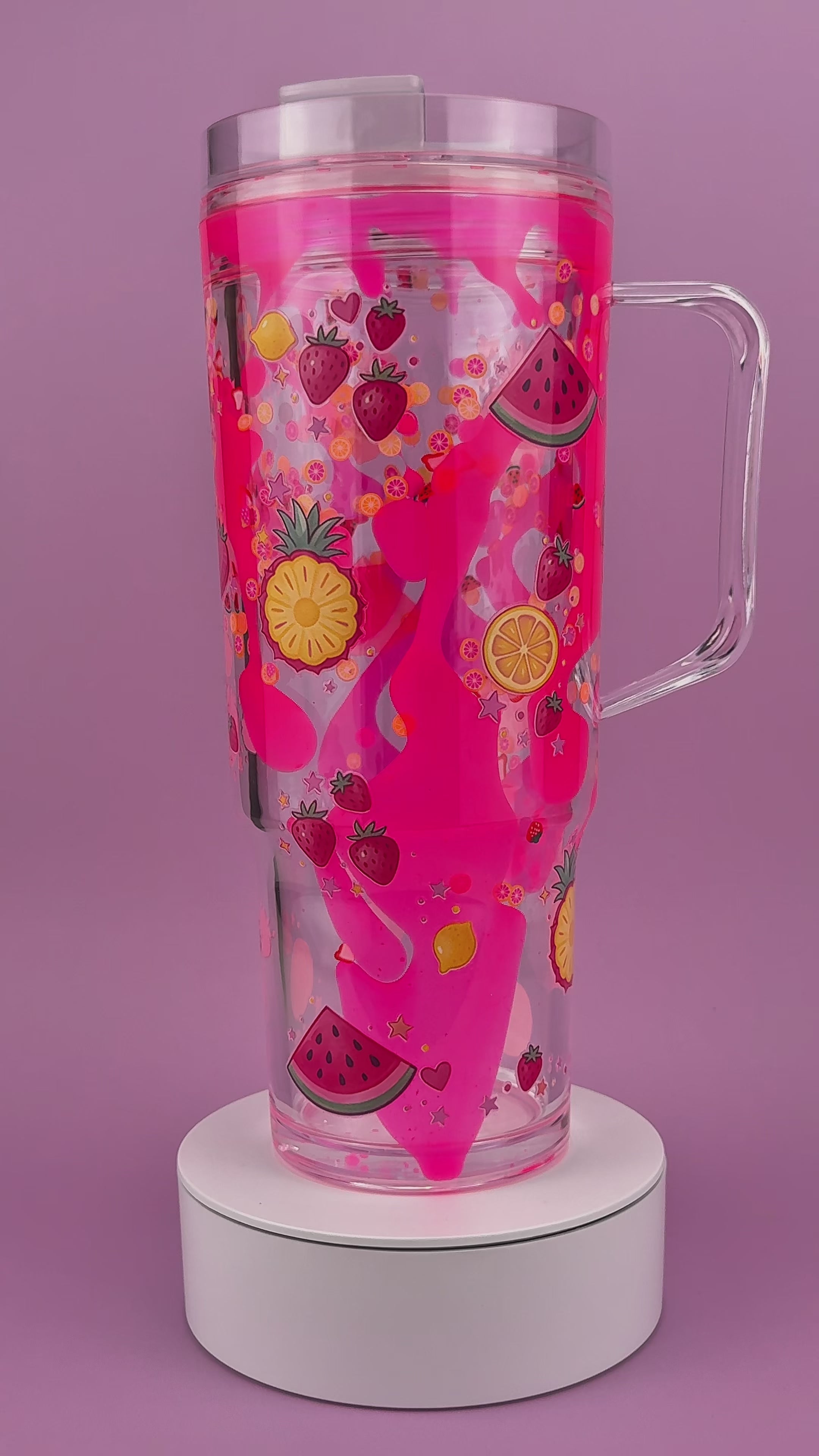 Pink Fruits Lava Drip Tumbler with Handle 40oz Video