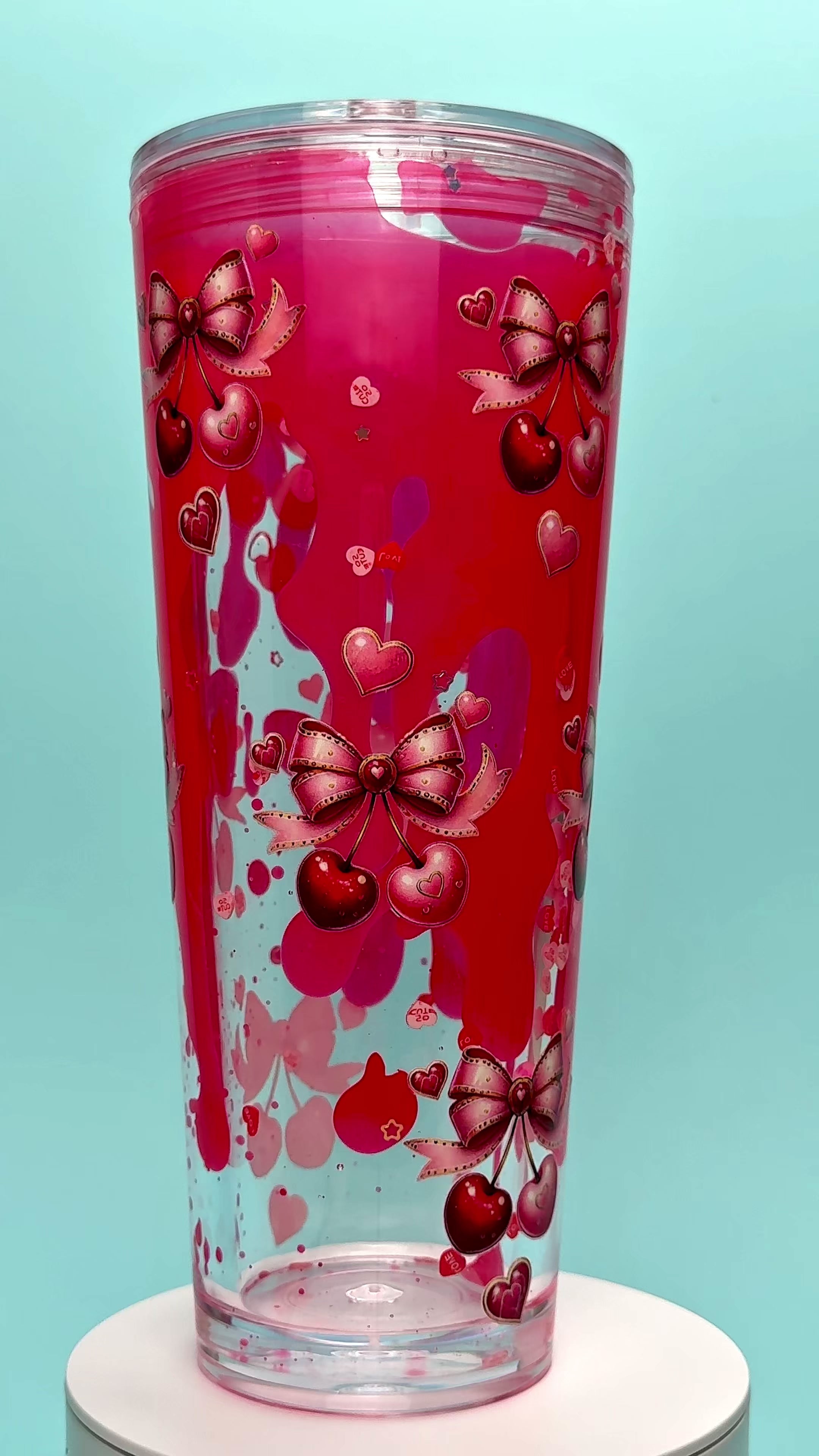 Red Cherry Lava Drip Snow Globe Cup 24oz - Video