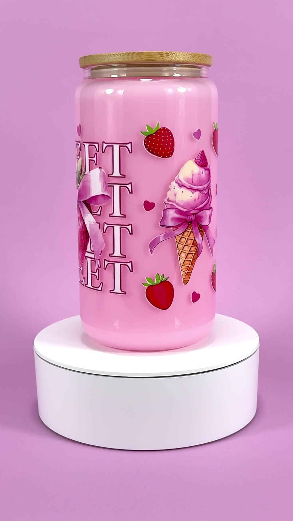 Sweet Strawberry Glass Cup 16oz — Lid & Straw - Video